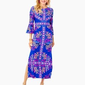 Lilly Pulitzer Blue and Pink Maxi Dress